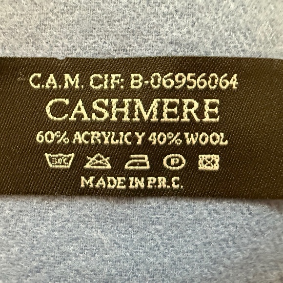 Blue Embroidered Wool Blend Scarf Made in Nepal – Floral Golden Tapestry Wrap - Picture 9 of 9